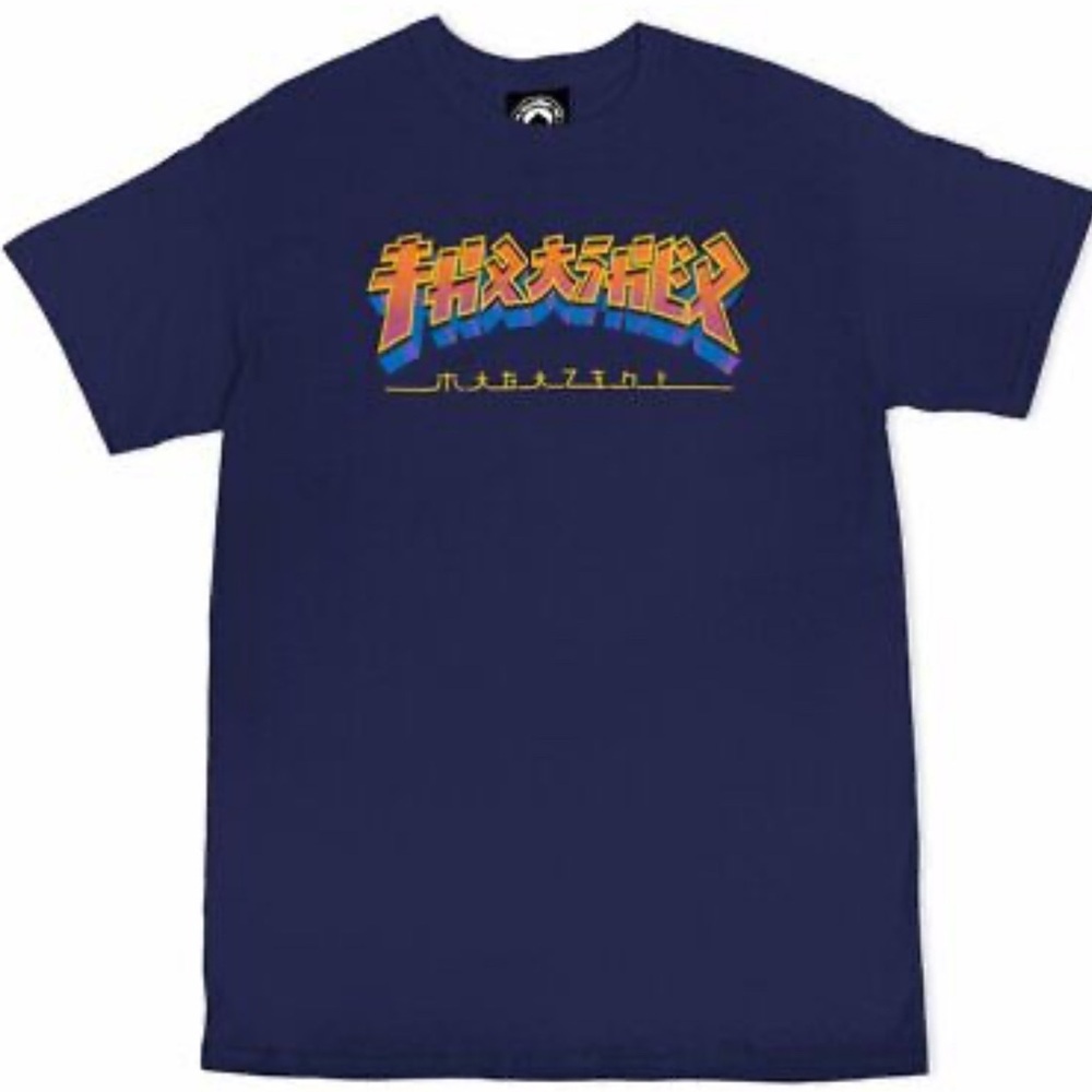 Blue Graphic T-Shirt with Colorful Design